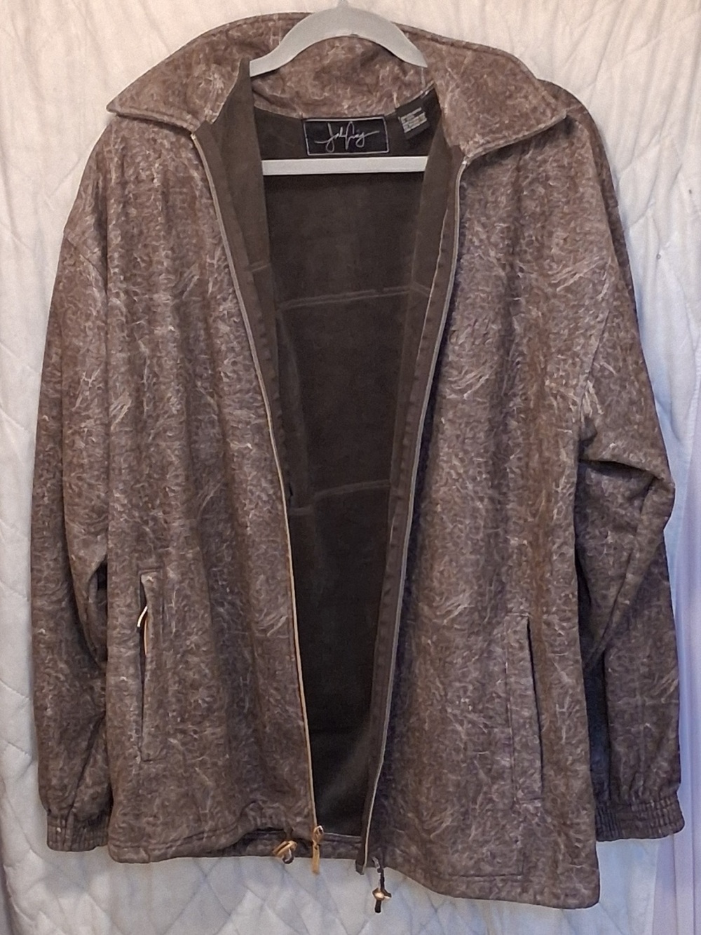 Jordan Craig Men's Brown Distressed Zippered Lined Windbreaker Jacket